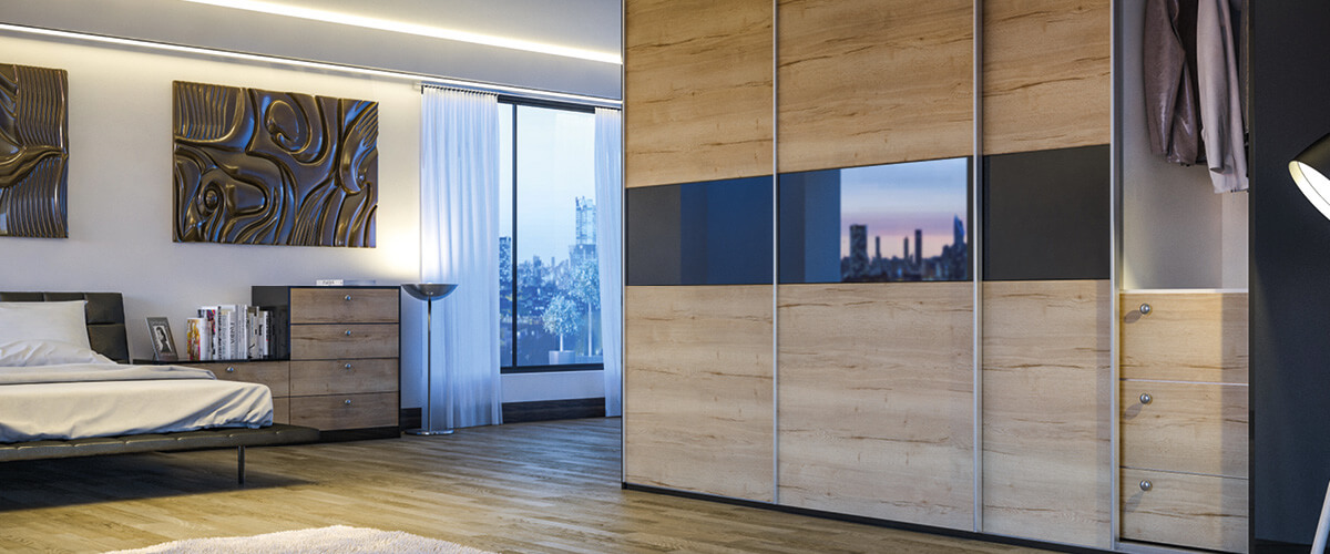 /Белый встроенный шкаф-купе №118 с декоративными вставками